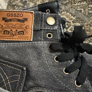 GSSZO Black Denim High-Top Sneakers